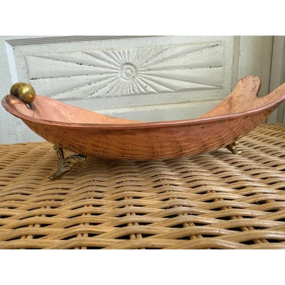 Vintage MCM Copper Footed Fish Shaped Serving Bowl Tray - Picture 8 of 15